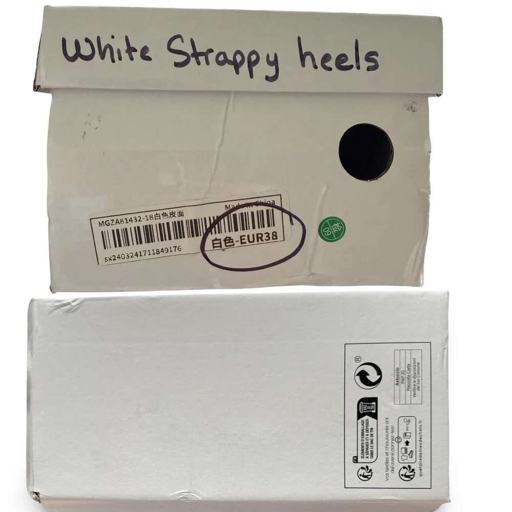 White Strappy Lace Up Block Heel Sandals Square Toe Knot Detail EUR 38 US 7.5 - Picture 3 of 12